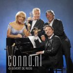 09-02-2004 Andre van Duin, Joke Bruijs, Ron Brandsteder and Jan Rietman at studio in Amsterdam, on behalf of Andre van Duin Jubileumshow. Photo: Govert de Roos/Connu